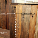 Before and after stain application comparison.